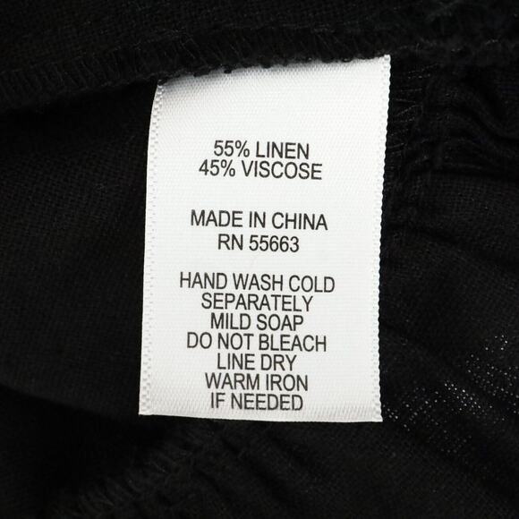 Nicole Miller Top Womens Large Black Linen Blend Ruffle Hem Blouse Resort New - Picture 11 of 14